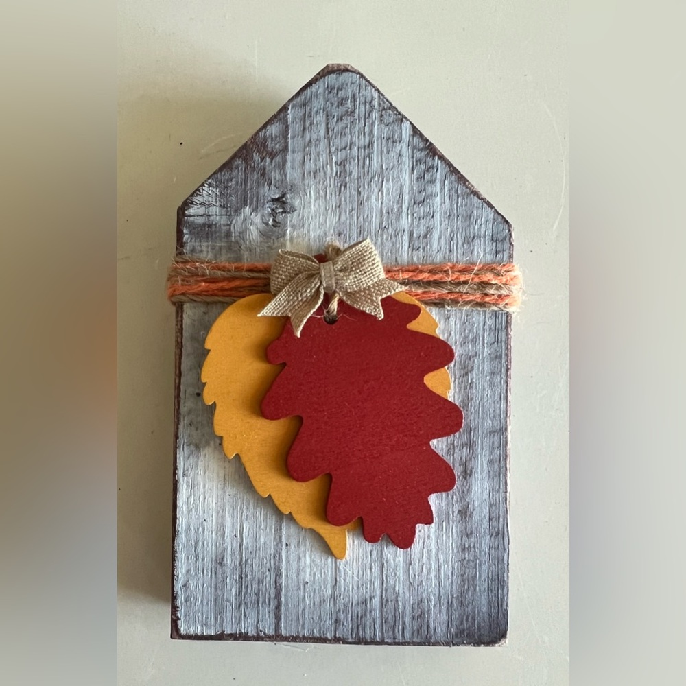 Fall decor - fall leaves - house shape wood perfect  for the season
